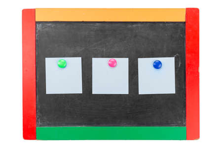 Paper reminders on a black wooden board.