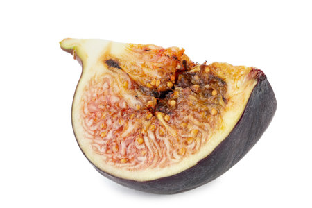 Ripe figs cut in half. Isolated on white background. File contains clipping pathの写真素材