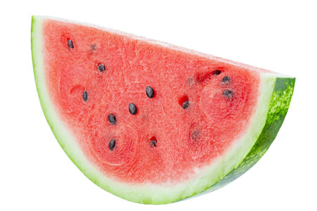 Sliced of watermelon isolated on white background. File contains clipping path. Full depth of field.の写真素材
