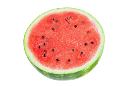 Half watermelon isolated on white background. Watermelon berry fruit.の写真素材
