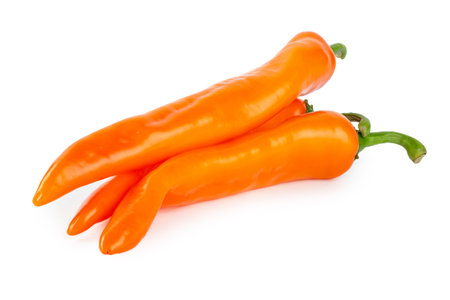 Ripe orange pepper Isolated on white background.の写真素材