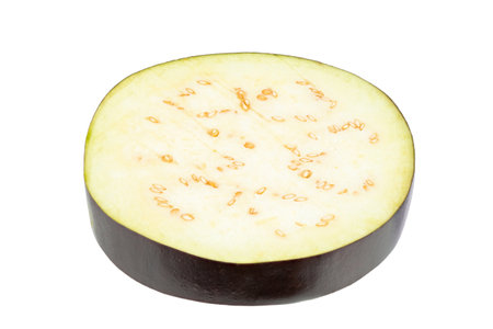 Sliced egg plant isolated on white background. Health food.の写真素材