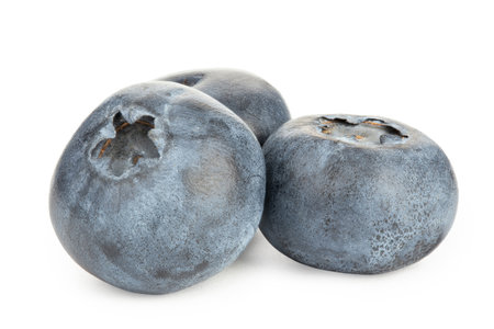 Group of fresh blueberries isolated on white background.の写真素材