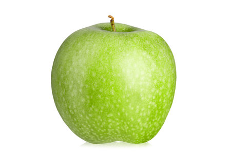 Ripe green apple isolated on white background. File contains clipping pathの写真素材