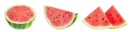Watermelon. Watermelon collection isolated on white background. File contains clipping path. Full depth of field.の写真素材