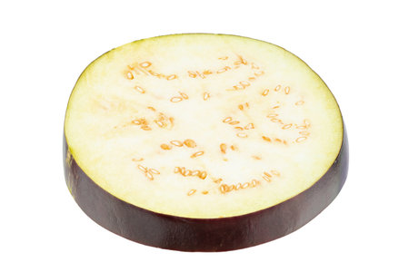 Sliced eggplant isolated on white background. Healthy food. File contains clipping path.の写真素材