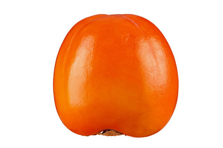 Ripe orange persimmon fruit isolated on white background. File contains clipping path. Full depth of field.の写真素材