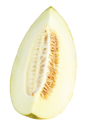 Slice melon isolated on white background. File contains clipping path. Full depth of field. food concept.の写真素材