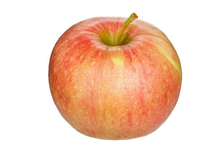 Red juicy apple isolated in white background. Health food. File contains clipping path. Full depth of field.の写真素材