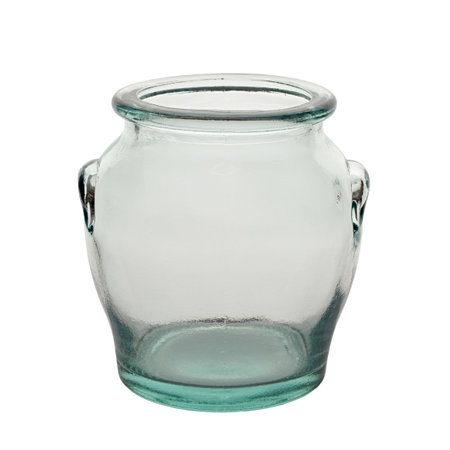 Empty glass kitchen jar for bulk food storage isolated on white background. File contains clipping path. Full depth of field.の写真素材