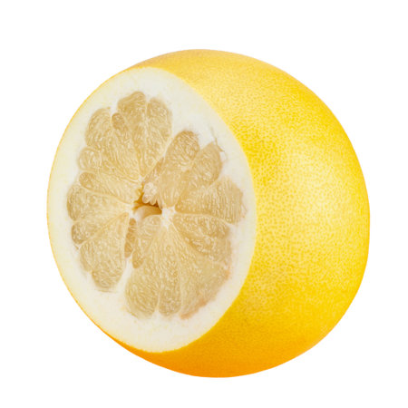 Fresh yellow pomelo fruit isolated on white background. Fresh grapefruit on white background. File contains clipping path. Full depth of field.の写真素材