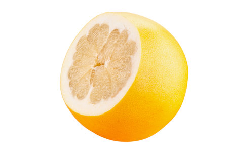 Fresh Yellow pomelo fruit isolated on white background, Fresh Grapefruit on White Background. File contains clipping path.の写真素材