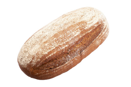 Freshly baked bread isolated on white background, top view.の写真素材