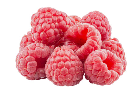 Bunch of raspberry fruits  isolated in white background. Isolated berries.の写真素材