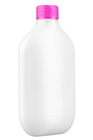 Blank templates of empty and clean white plastic container with screw cap, flip top and disc top capの写真素材