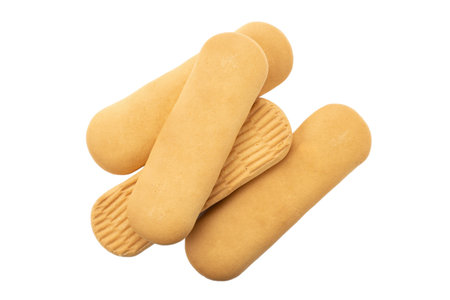 Crackers. Delicious baby wheat cookies on an isolated white background.の写真素材