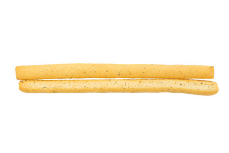 Fresh delicious grissini sticks isolated on a white background. Full depth of field.の写真素材
