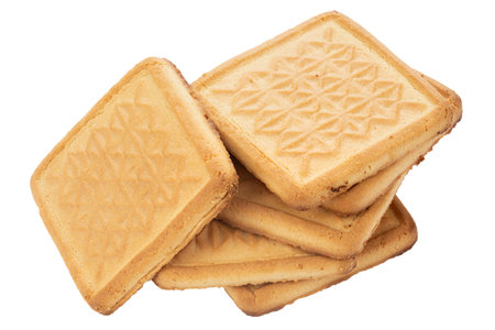 Delicious square shaped cookies. Fresh confectionery biscuit.の写真素材
