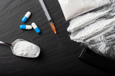 Substance abuse. International Day against Drug Abuse and Illicit Drug Trafficking images. Drugs on...
