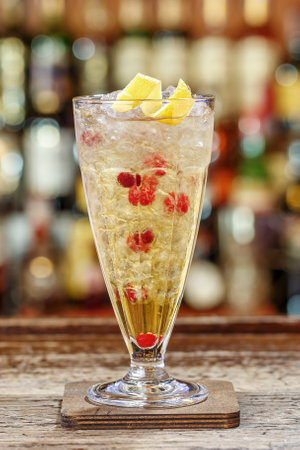 Apple cocktail with cranberry and banana syrup. Cooling drinkの写真素材