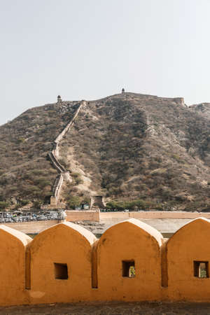 Amer Fort. The fortified residence of Raja Man Singha.In northern suburb of Jaipur, on the crest of a rocky hill behind Lake Maota.の写真素材