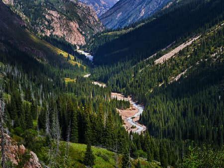 Mountain landscape. Tien Shan. The valley of the river Left Talgar. Alma-Ata's region. Kazakhstan