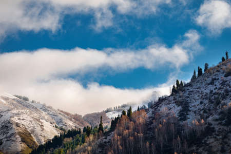 Mountain winter landscape. Alma-Ata's region. Tien Shan mountains. Kazakhstanの写真素材
