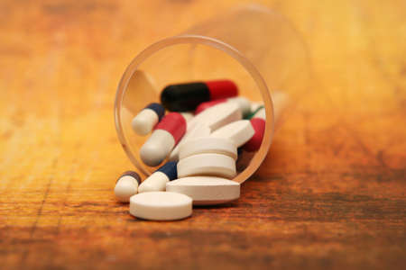 Pills on grunge background の写真素材