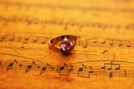 Ring on music sheetの写真素材