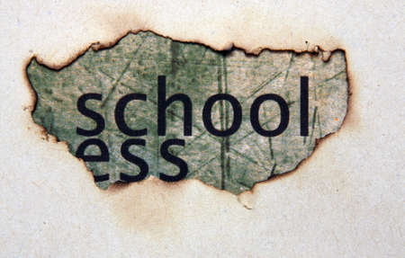 School text on paper holeの写真素材