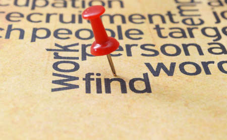 Push pin on find textの写真素材