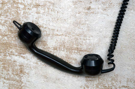 Black vintage telephone handsetの写真素材