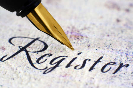 Fountain pen on register text
