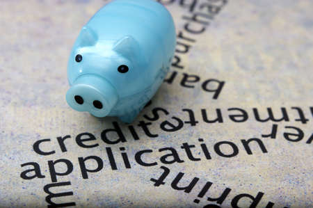 Piggy bank on credit application conceptの写真素材