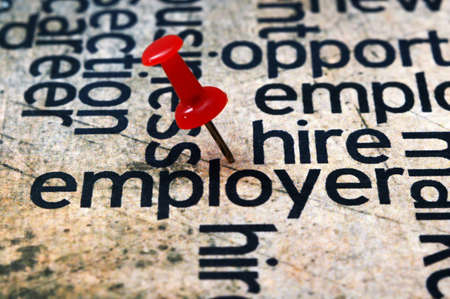 Push pin on employ text conceptの写真素材