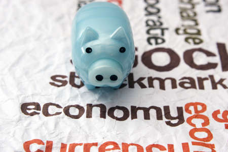Piggy bank economy conceptの写真素材