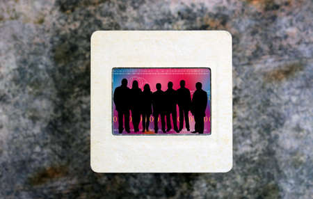 People on slide filmの写真素材