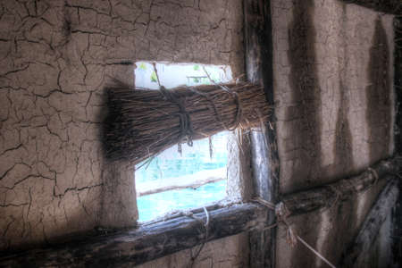 Detail of old window frameの写真素材