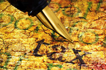 Fountain pen on taxの写真素材