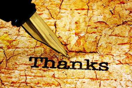Fountain pen on thank you textの写真素材