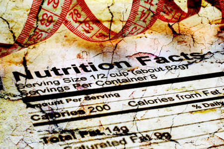 Nutrition facts and measure tapeの写真素材