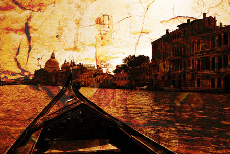 A Gondola on the Grand Canal glides towardの写真素材