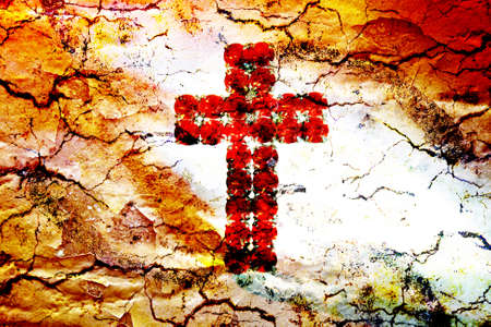 Red cross and cloudsの写真素材