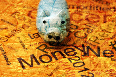 Piggy bank and money conceptの写真素材
