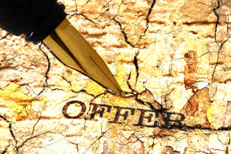 Fountain pen and offer textの写真素材