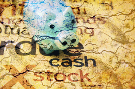 Piggy bank and cash stock conceptの写真素材