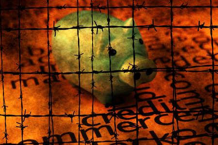 Piggy bank on credit conceptの写真素材