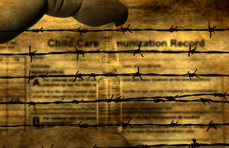Immunization record form against barbwireの写真素材
