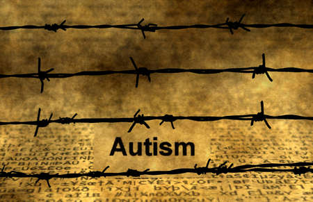 Autism text against barbwireの写真素材
