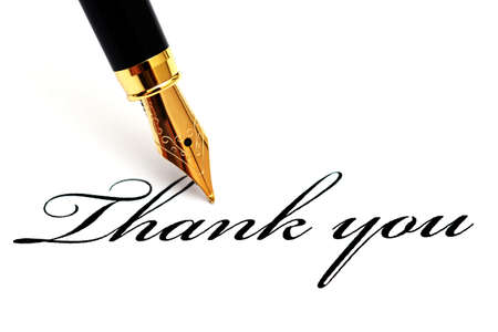 Thank you text and fountain penの写真素材